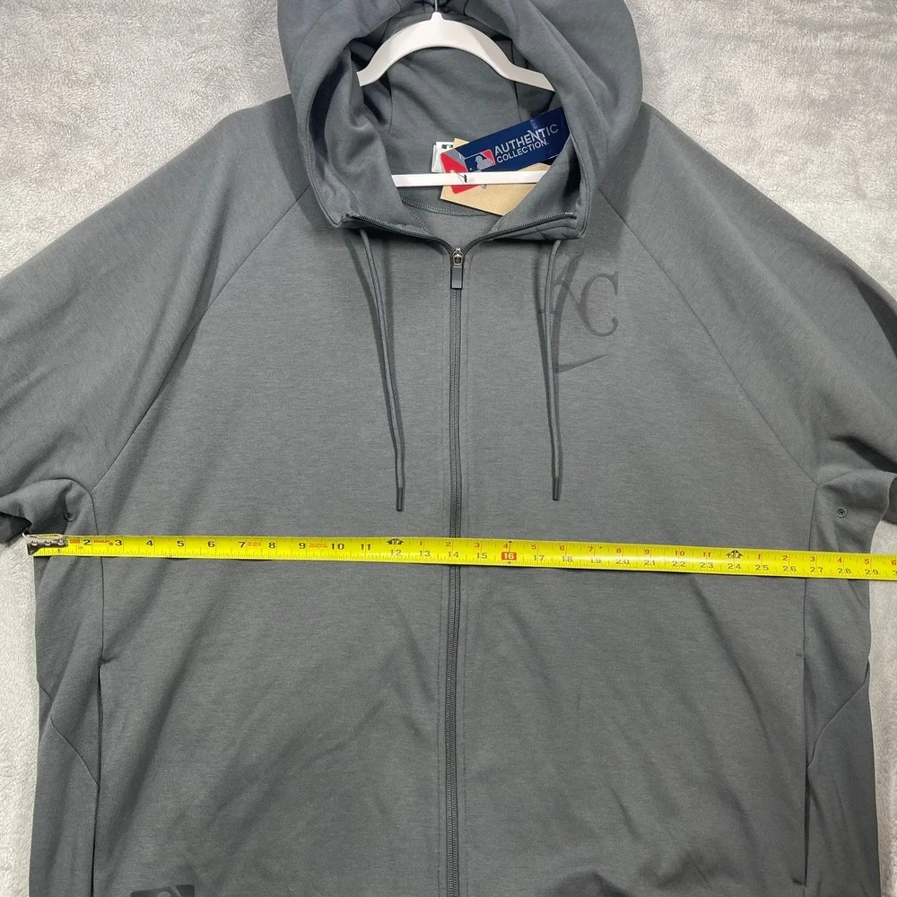 Nike KC Royals Hoodie Mens 3XL Grey MLB Authentic Collection Full Zip Dri-Fit